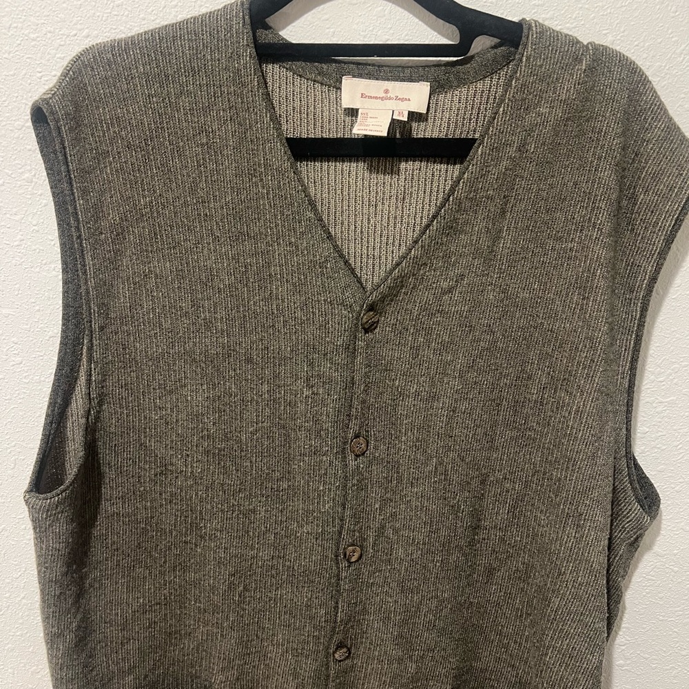 Ermenegildo zegna grey cardigan sweater vest size XL